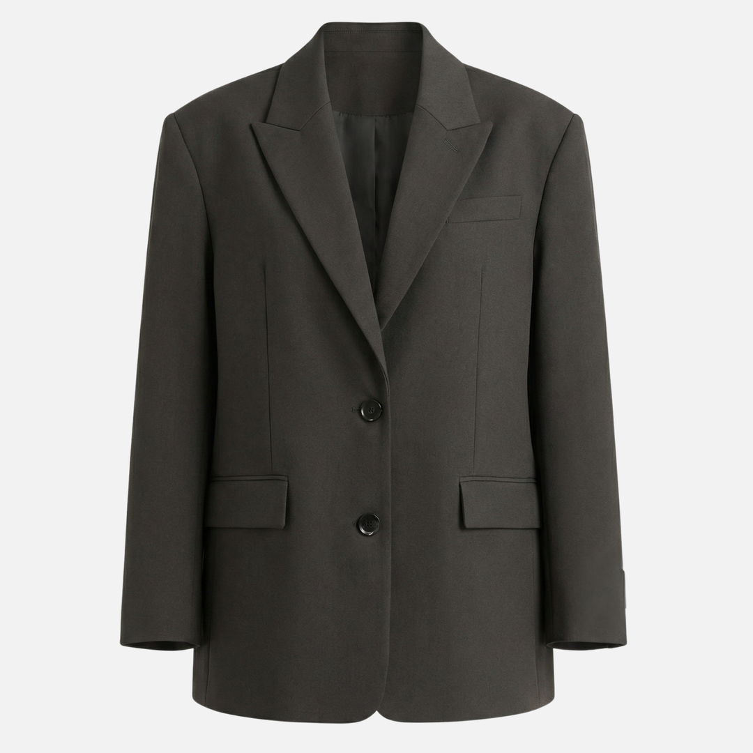 Oversized Blazer with Classic Lapels and Front Pockets for Women