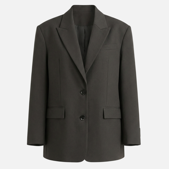 Oversized Blazer with Classic Lapels and Front Pockets for Women
