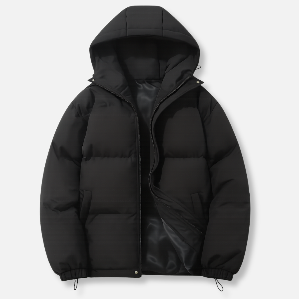 Padded Insulated Jacket with Hood and Zip Closure for Women