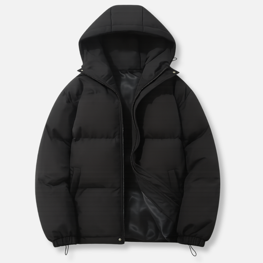 Padded Insulated Jacket with Hood and Zip Closure for Women