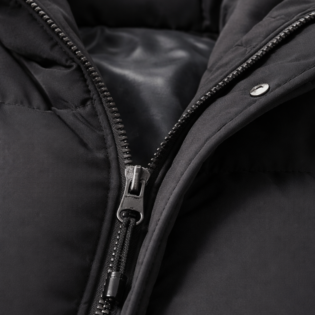 Padded Insulated Jacket with Hood and Zip Closure for Women