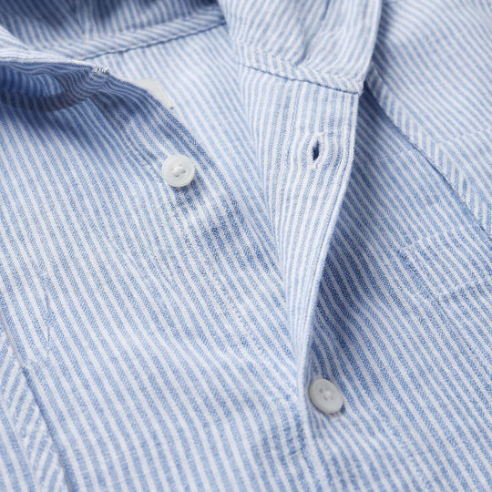 Striped Lightweight Linen Summer Shirt with Hood for Women