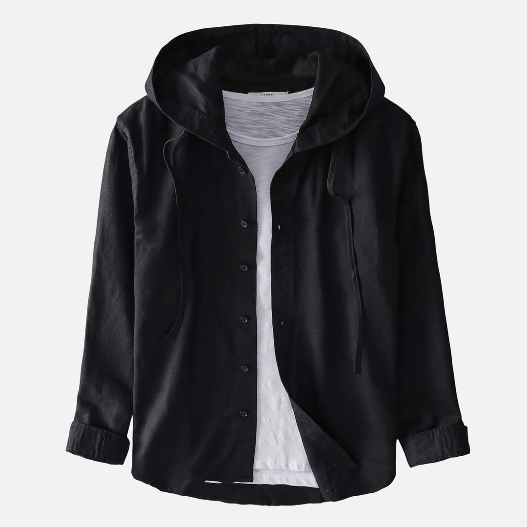 Striped Lightweight Linen Summer Shirt with Hood for Women