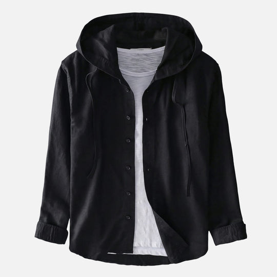 Striped Lightweight Linen Summer Shirt with Hood for Women