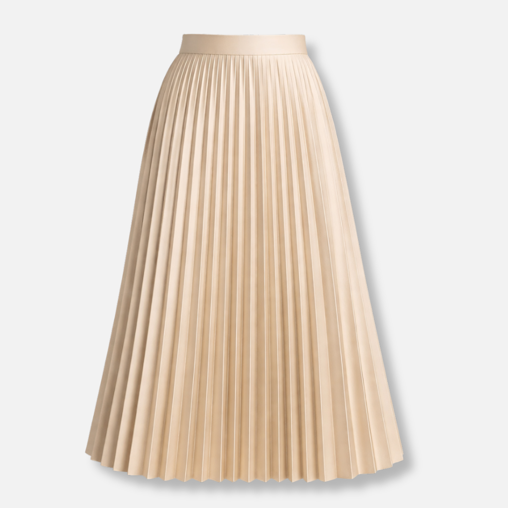 Pleated Midi Skirt with High Waist for Women