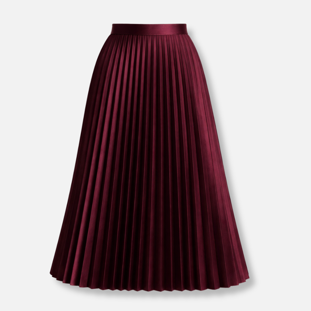 Pleated Midi Skirt with High Waist for Women