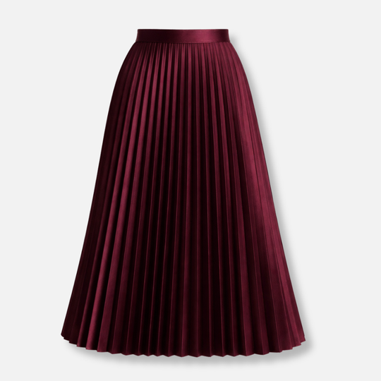 Pleated Midi Skirt with High Waist for Women