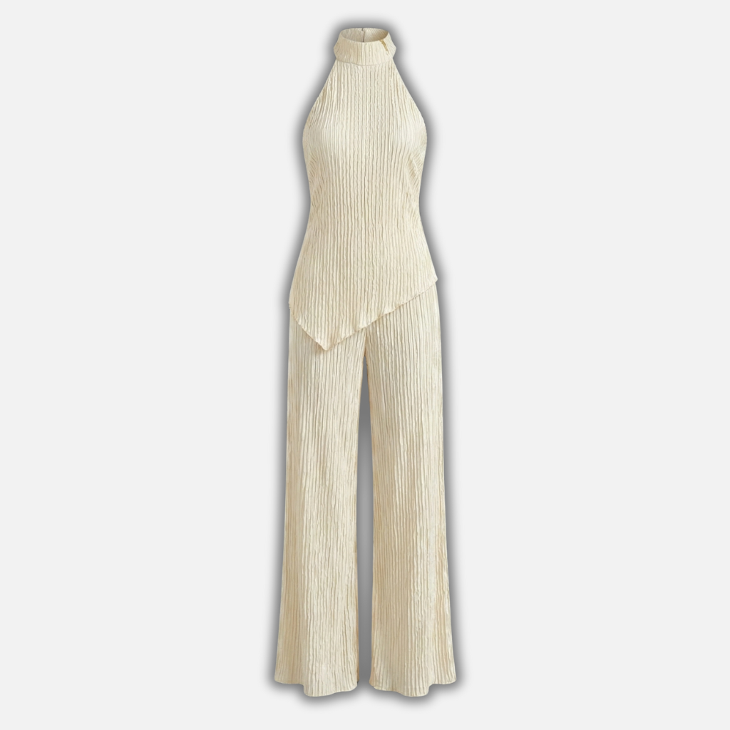 Pleated Set with Halter Neckline for Women