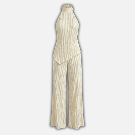 Pleated Set with Halter Neckline for Women