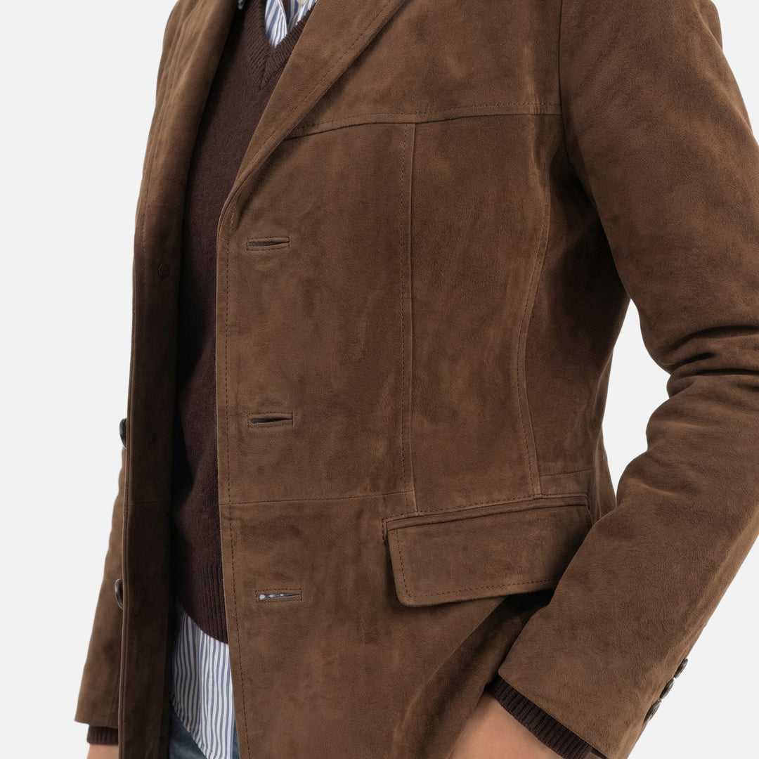 Brown Wool Coat Relaxed Fit with Wide Lapel for Women