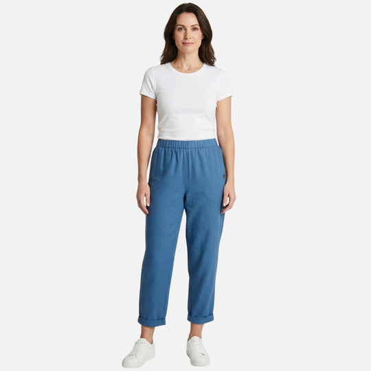 Relaxed Linen Summer Pants with Elastic Waistband for Women