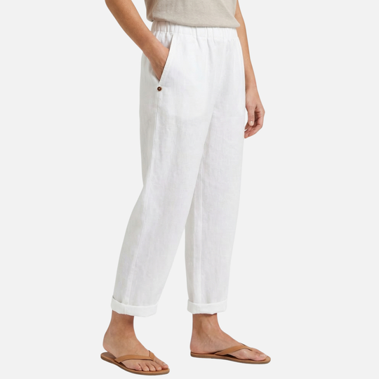 Relaxed Linen Summer Pants with Elastic Waistband for Women