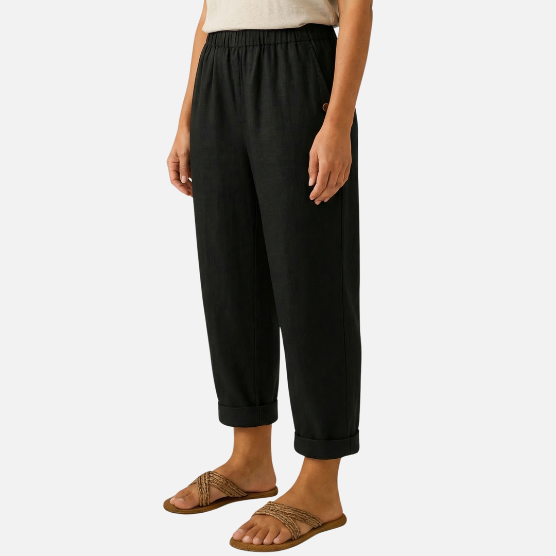 Relaxed Linen Summer Pants with Elastic Waistband for Women