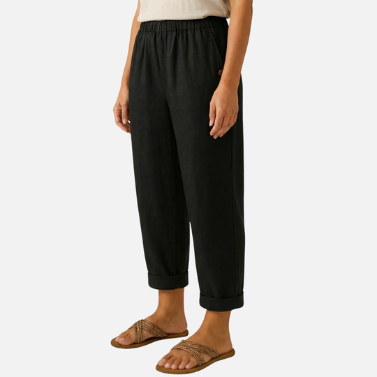 Relaxed Linen Summer Pants with Elastic Waistband for Women