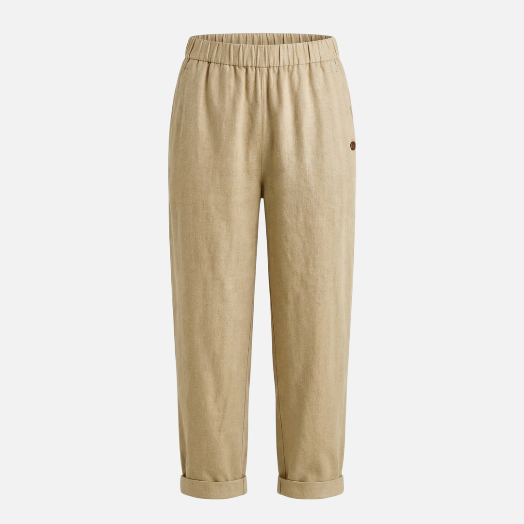 Relaxed Linen Summer Pants with Elastic Waistband for Women