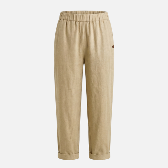 Relaxed Linen Summer Pants with Elastic Waistband for Women