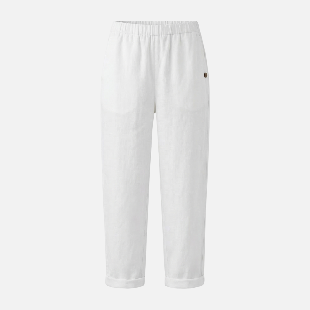 Relaxed Linen Summer Pants with Elastic Waistband for Women
