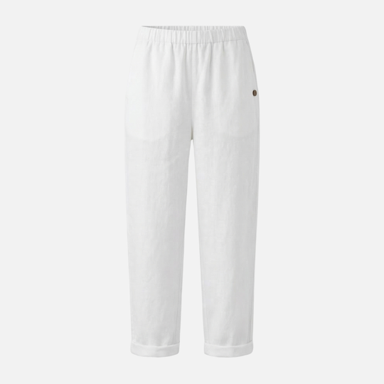 Relaxed Linen Summer Pants with Elastic Waistband for Women
