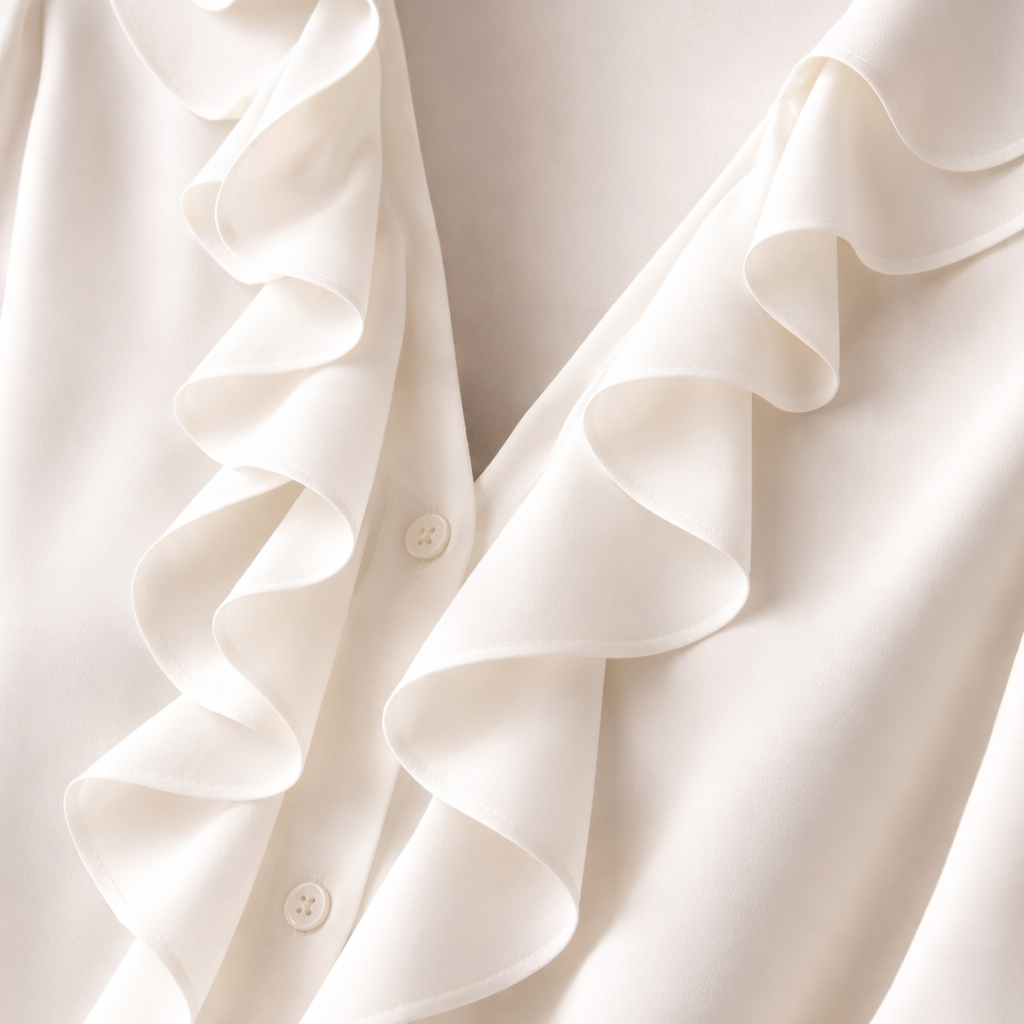Ruffled Blouse with V-Neck for Women
