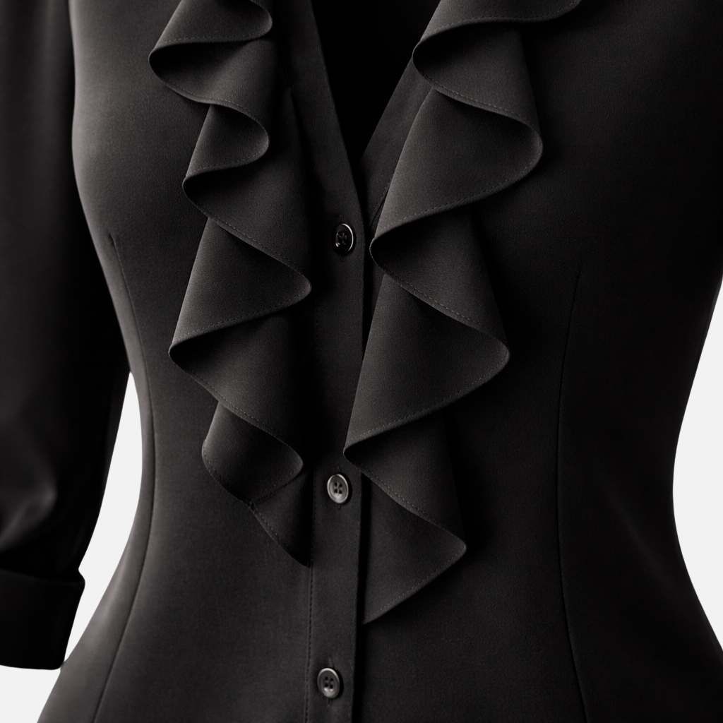 Ruffled Blouse with V-Neck for Women