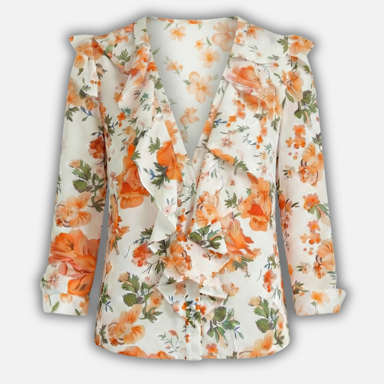 Ruffled Blouse with V-Neck for Women