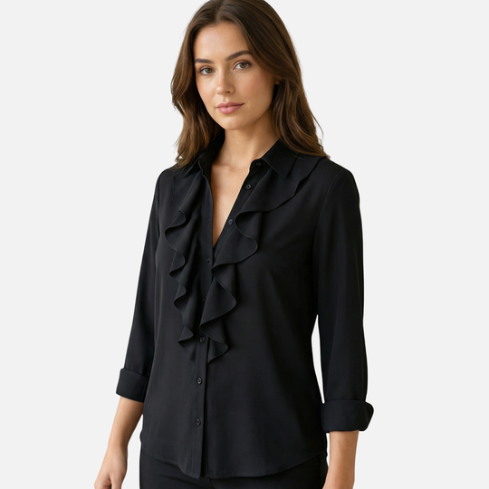Ruffled Blouse with V-Neck for Women