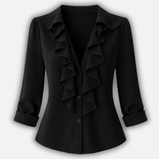 Ruffled Blouse with V-Neck for Women