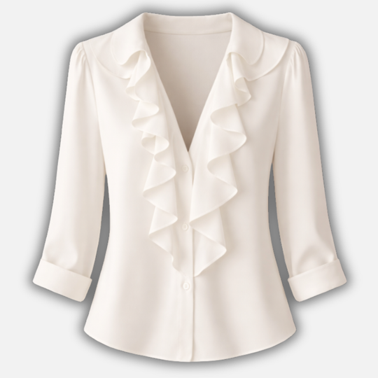 Ruffled Blouse with V-Neck for Women