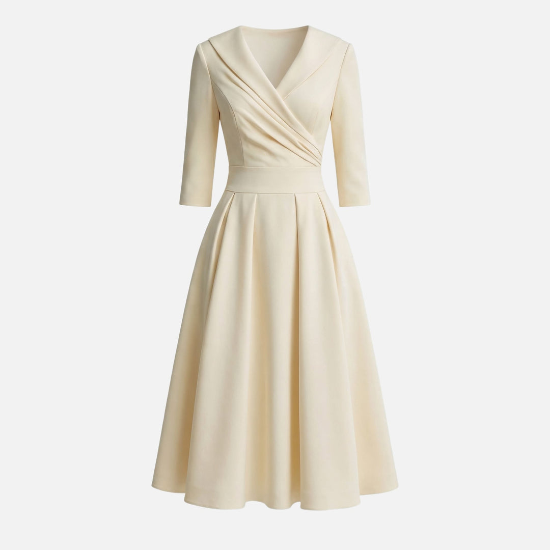 Satin Fit and Flare Midi Dress with Side Pockets for Women