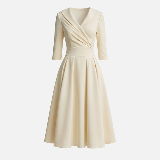 Satin Fit and Flare Midi Dress with Side Pockets for Women