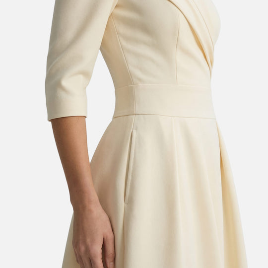 Satin Fit and Flare Midi Dress with Side Pockets for Women