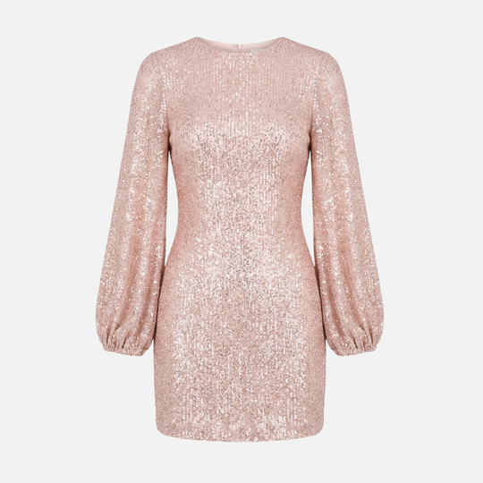 Sequined Mini Dress with Flaring Long Sleeves for Women
