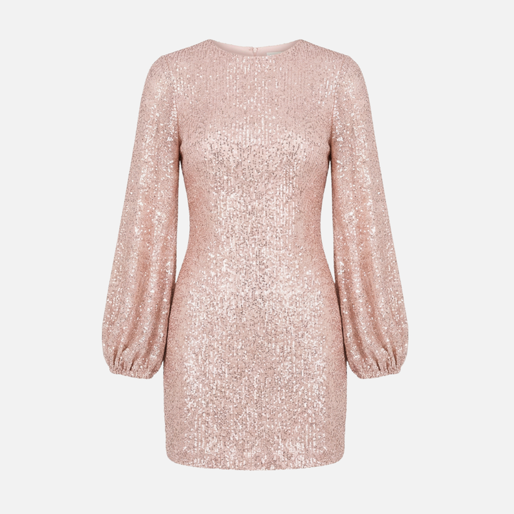 Sequined Mini Dress with Flaring Long Sleeves for Women