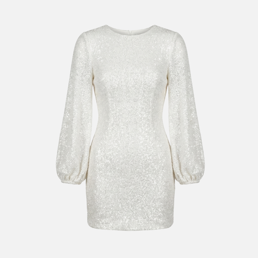 Sequined Mini Dress with Flaring Long Sleeves for Women