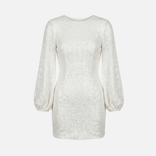 Sequined Mini Dress with Flaring Long Sleeves for Women