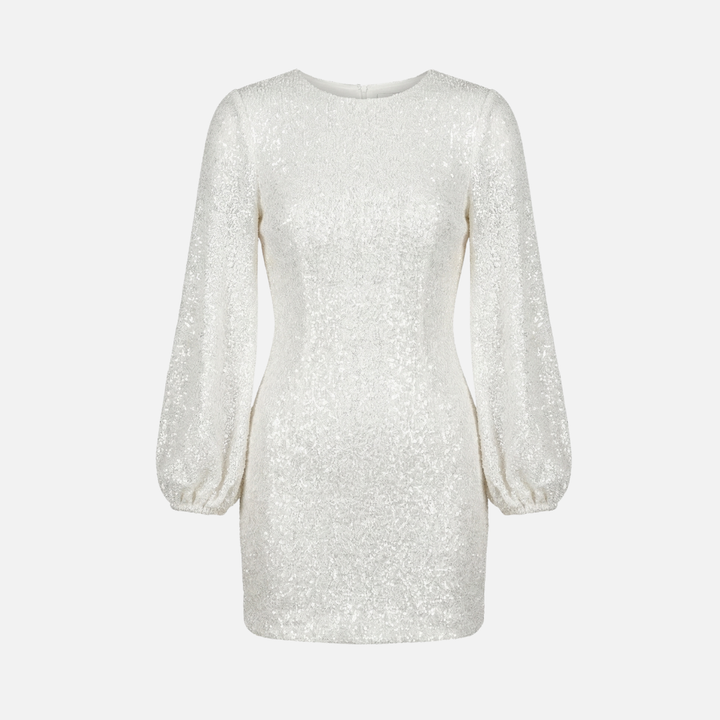 Sequined Mini Dress with Flaring Long Sleeves for Women