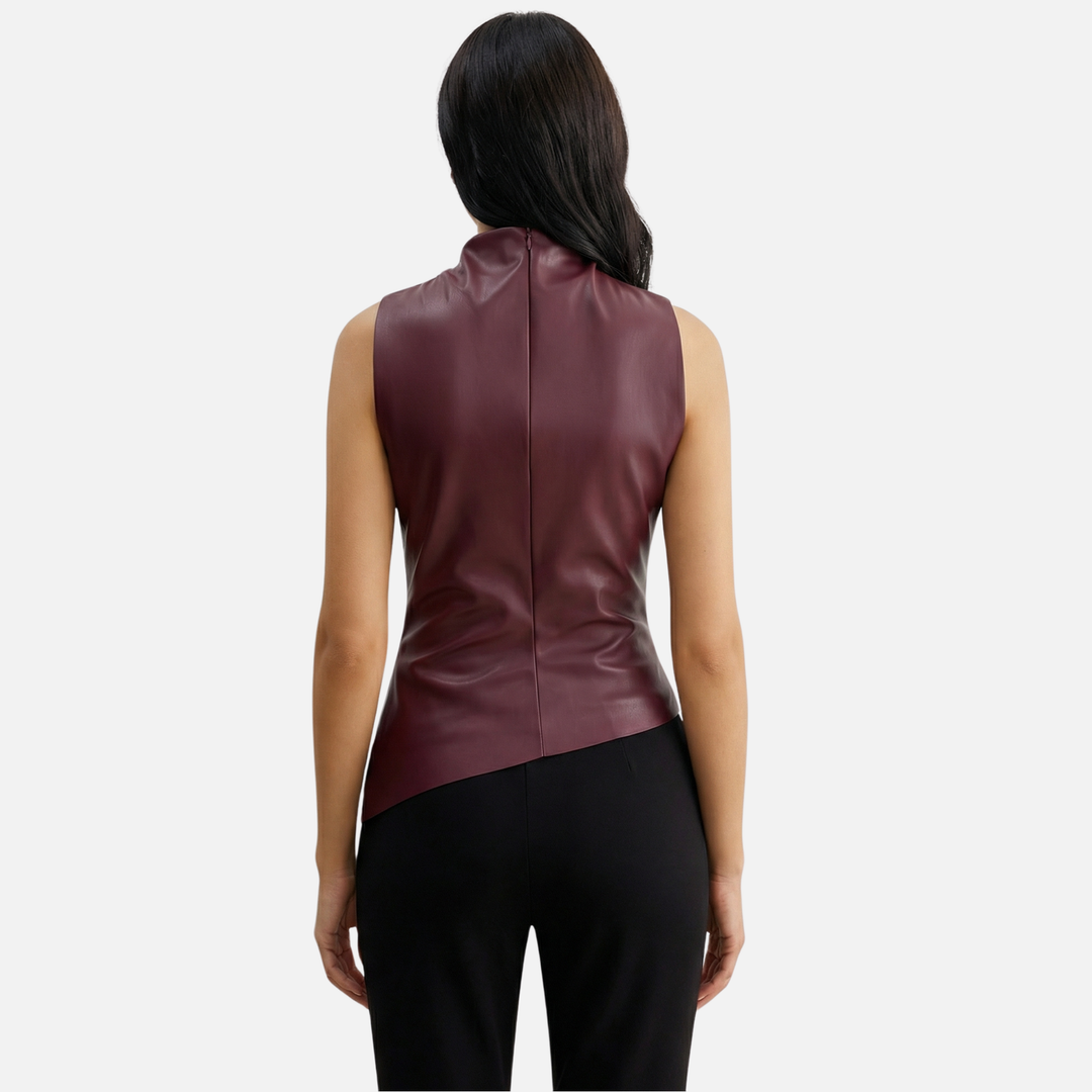 Sleek High-Neck Tank Top with Draped Fabric for Women