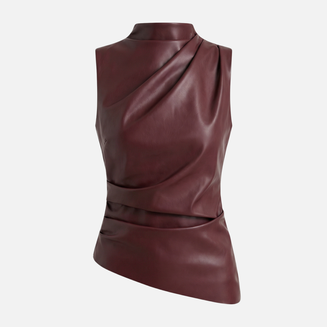 Sleek High-Neck Tank Top with Draped Fabric for Women