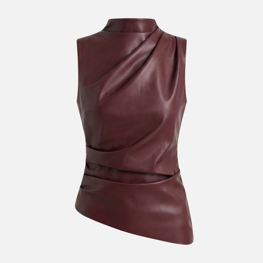 Sleek High-Neck Tank Top with Draped Fabric for Women