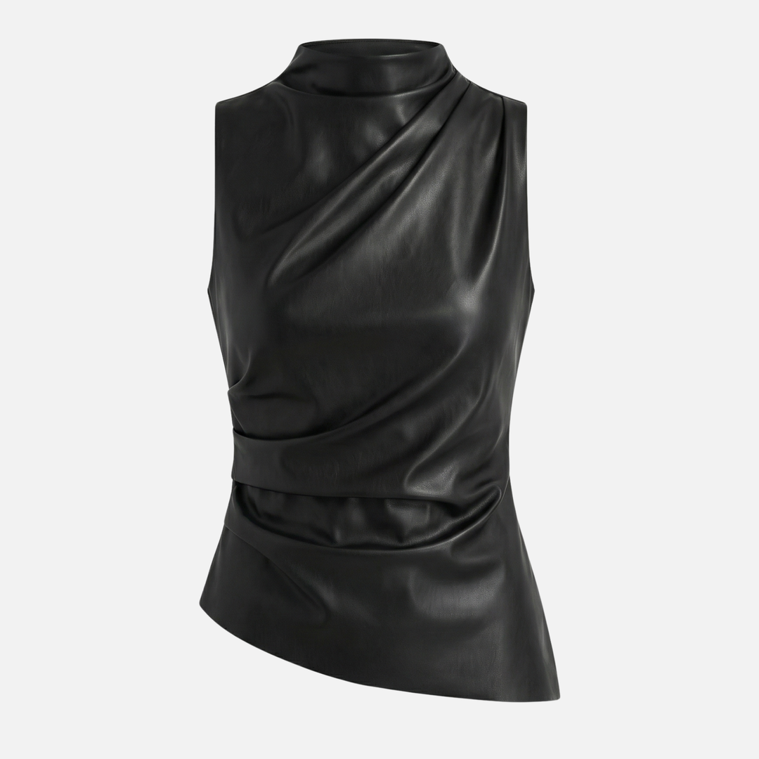 Sleek High-Neck Tank Top with Draped Fabric for Women