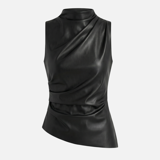 Sleek High-Neck Tank Top with Draped Fabric for Women