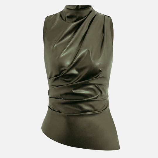 Sleek High-Neck Tank Top with Draped Fabric for Women
