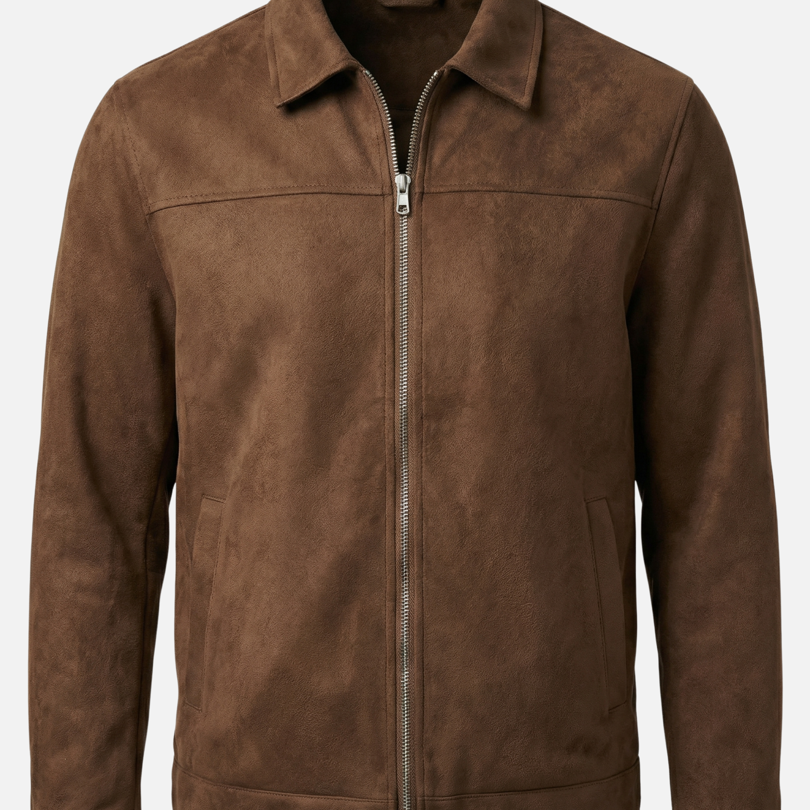 Sleek Jacket with Zipper Closure and Collar for Men