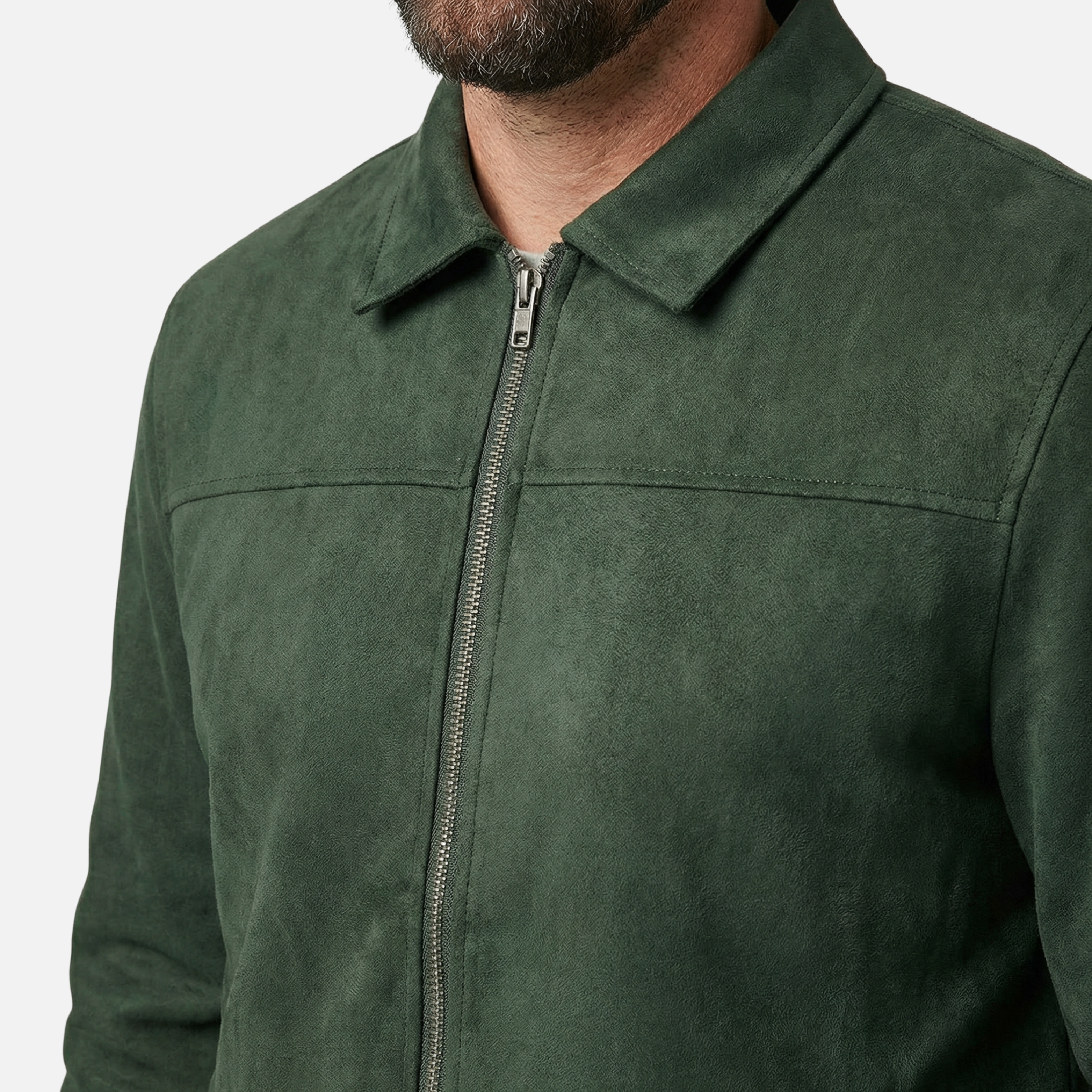 Sleek Jacket with Zipper Closure and Collar for Men