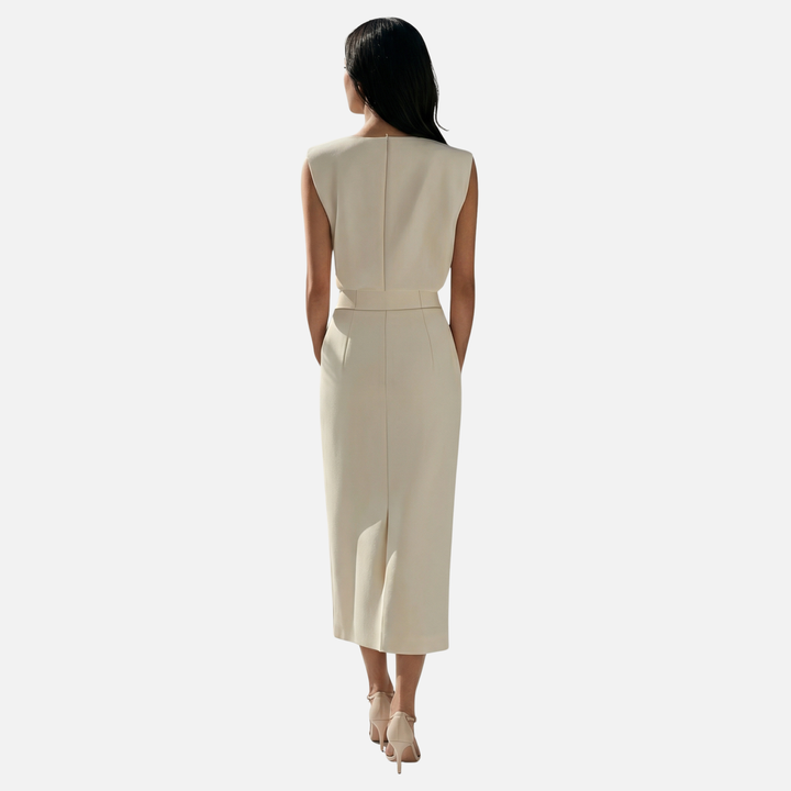 Sleeveless Midi Dress with Side Button Detail for Women