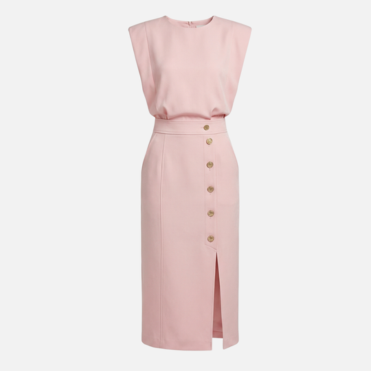 Sleeveless Midi Dress with Side Button Detail for Women
