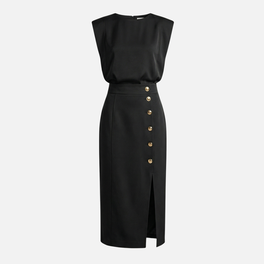 Sleeveless Midi Dress with Side Button Detail for Women