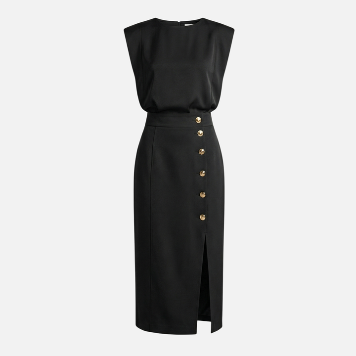 Sleeveless Midi Dress with Side Button Detail for Women