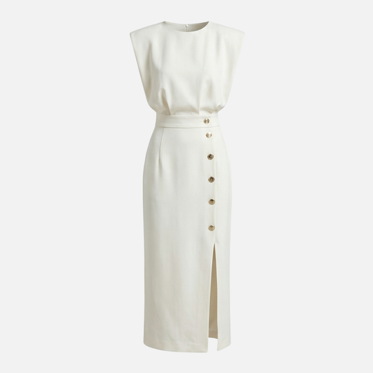 Sleeveless Midi Dress with Side Button Detail for Women
