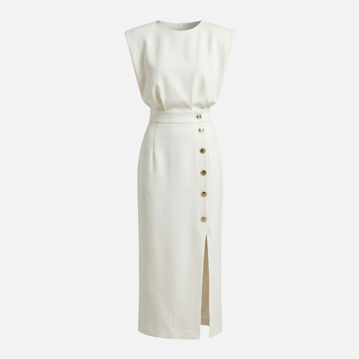 Sleeveless Midi Dress with Side Button Detail for Women